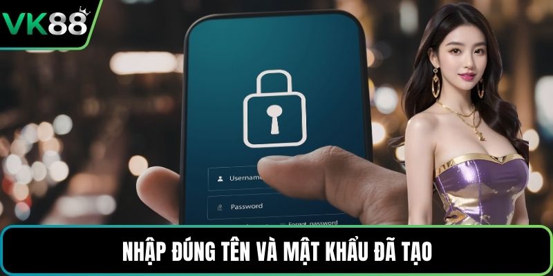Nhập đúng tên và mật khẩu đã tạo
